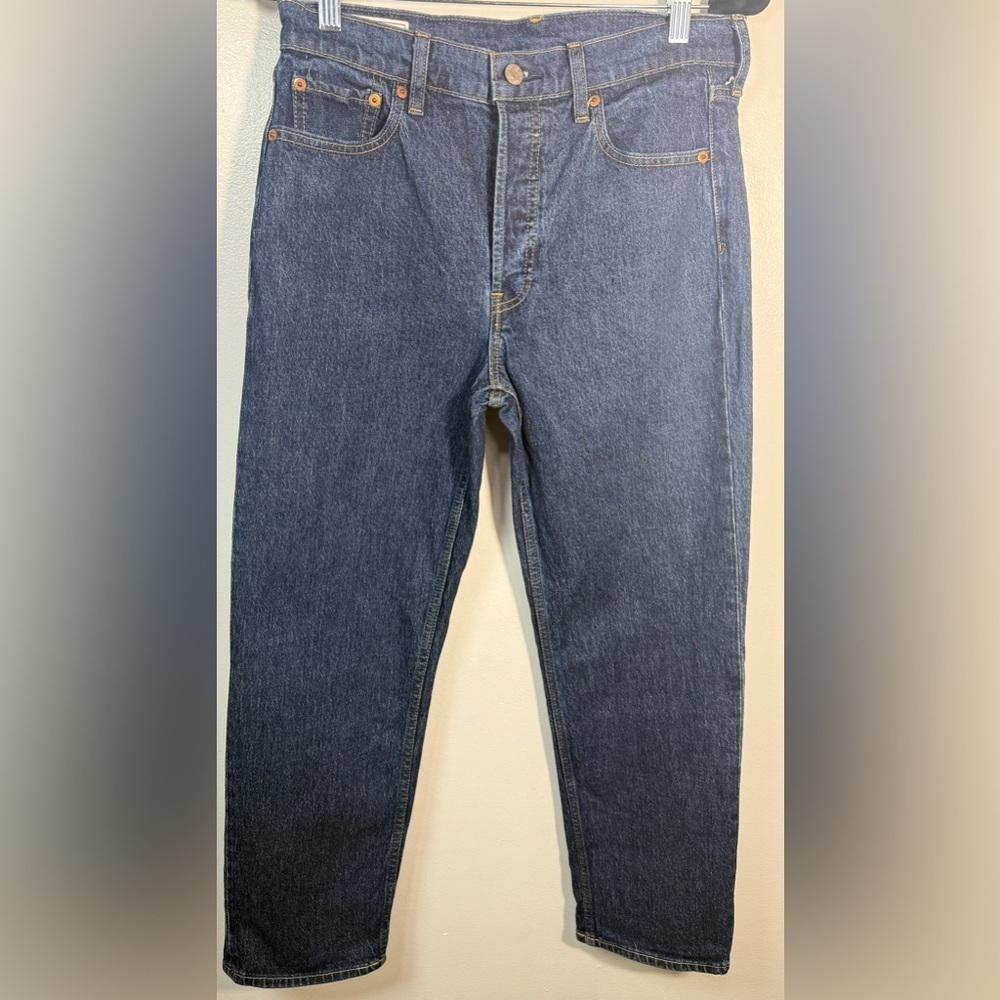 Classic Dark Blue Women's Straight Leg Jeans - Picture 2 of 10